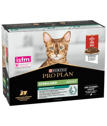 Purina Pro Plan Sterilised Wet Cat Food, Beef in Gravy, 85gx10