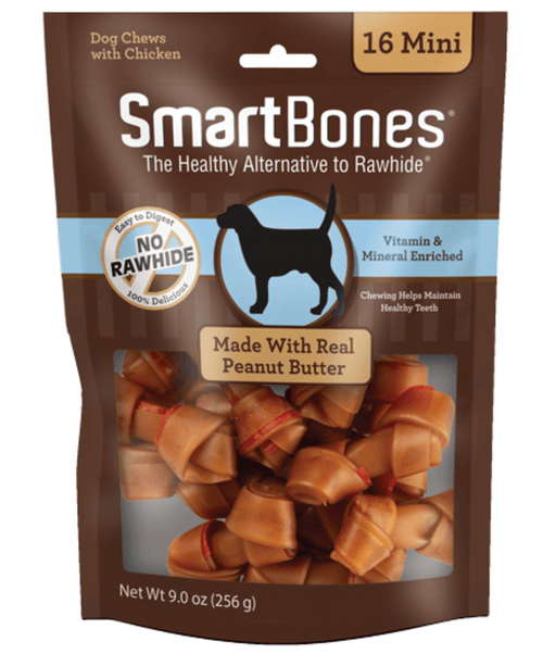 Smart Bones Classic Mini Peanut Butter Bone Chews for Small Dogs 16 mini