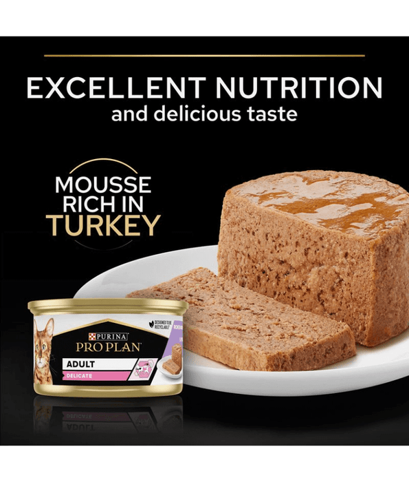 Pro Plan Purina Pro Plan Adult Delicate Digestion, Wet Cat Food, Mousse rich in Turkey 85g