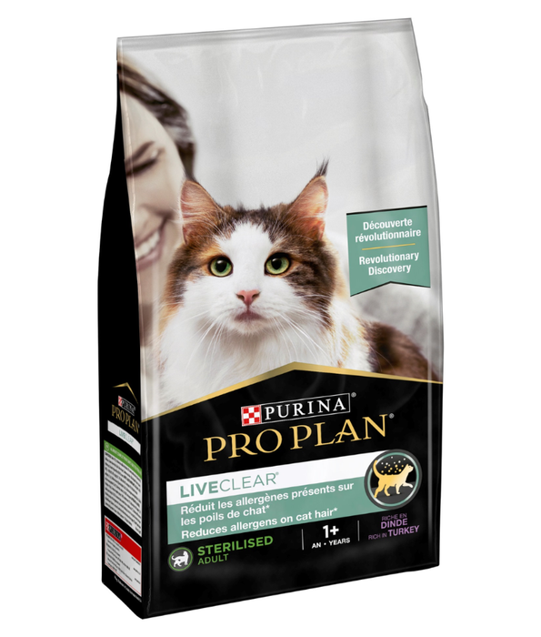 Purina - Pro Plan LiveClear, Sterilised Adult Cat Food, Rich in Turkey, Allergen-Reducing & Urinary Care - 1.4 kg