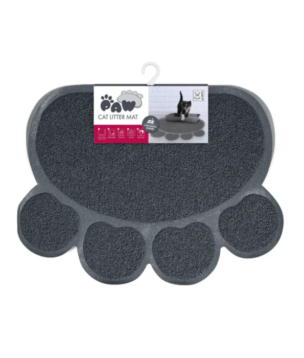 M-Pets - PAW Cat Litter Mat Grey, Litter Trapping & Paw Cleaning Mat, Floor Protection - 60×45 cm
