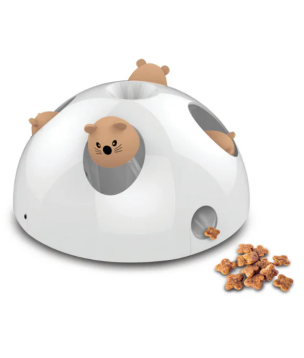 M-Pets - Catch The Mouse Interactive Cat Toy, Electronic Motion & Treat Dispenser, Light Sensor & Sound - 26×26×16 cm