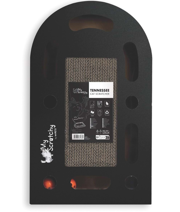 M-Pets - My Scratchy Tennessee Scratch Board Black, Cardboard Scratcher with Bell Balls - 50×30×6 cm