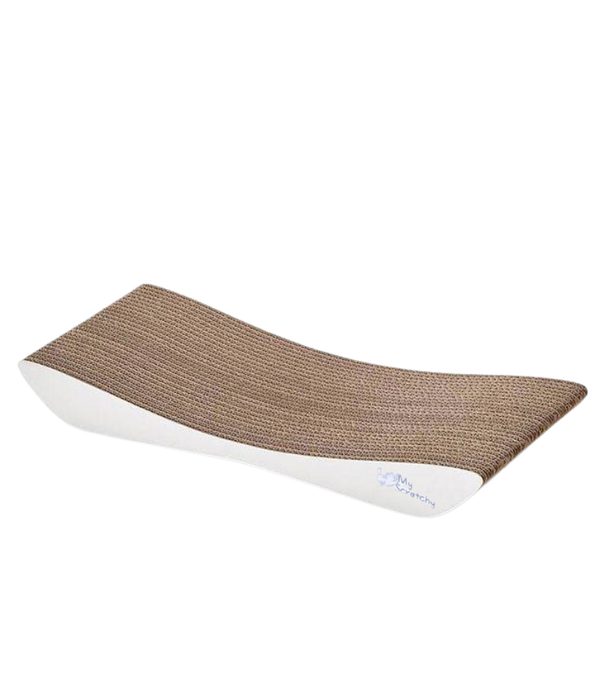 M-Pets - My Scratchy, Boulder White Scratching Board, Cardboard Surface, Ergonomic Curved Shape - 59 cm