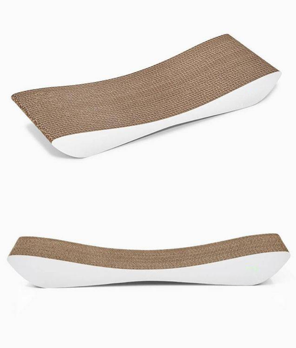 M-Pets - My Scratchy, Boulder White Scratching Board, Cardboard Surface, Ergonomic Curved Shape - 59 cm