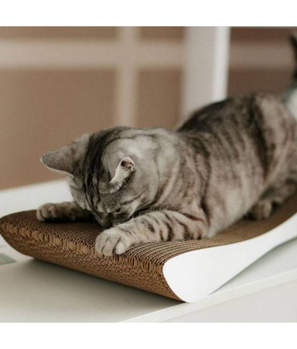 M-Pets - My Scratchy, Boulder White Scratching Board, Cardboard Surface, Ergonomic Curved Shape - 59 cm