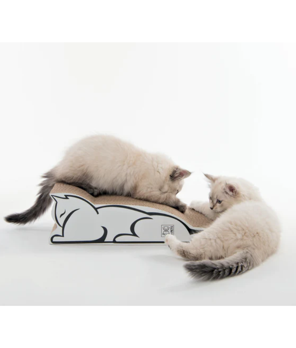 M-Pets - White Baltimore Scratch Board, Corrugated Cardboard - 45×19.5×13 cm
