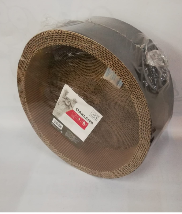 M-Pets - Oakland Scratch Board Small, Round Cardboard Scratcher with Catnip - 37×37×13.5 cm