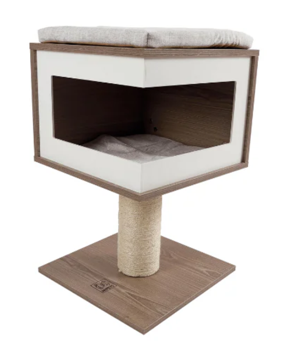 M-Pets - CatElite Richard Cat Tree, Modern Condo With Sisal Post - 40 x 40 x 62 cm