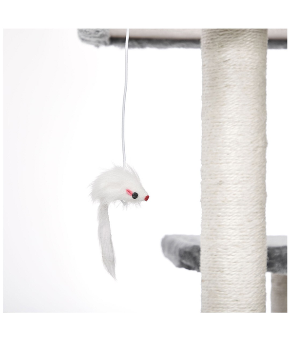 M-Pets - Ranak Cat Tree, Plush Multi-Level Scratcher with Sisal Posts, Grey & Beige - 43 x 33 x 70 cm