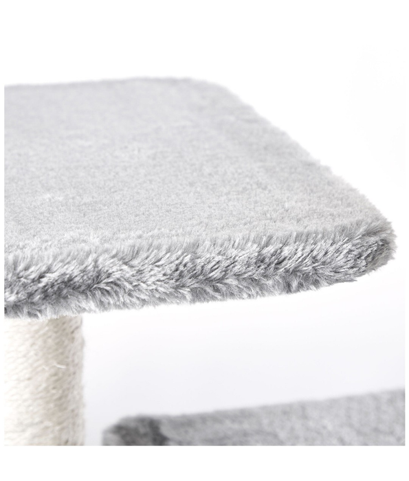 M-Pets - Ranak Cat Tree, Plush Multi-Level Scratcher with Sisal Posts, Grey & Beige - 43 x 33 x 70 cm