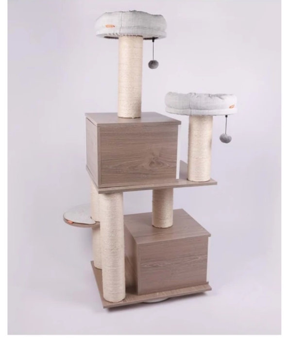 M-Pets - CatElite - Monica Modular Cat Tree, Sisal Posts, Cushioned Loungers - 88 x 62 x 140 cm