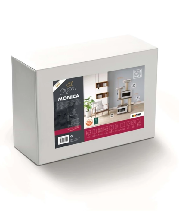 M-Pets - CatElite - Monica Modular Cat Tree, Sisal Posts, Cushioned Loungers - 88 x 62 x 140 cm