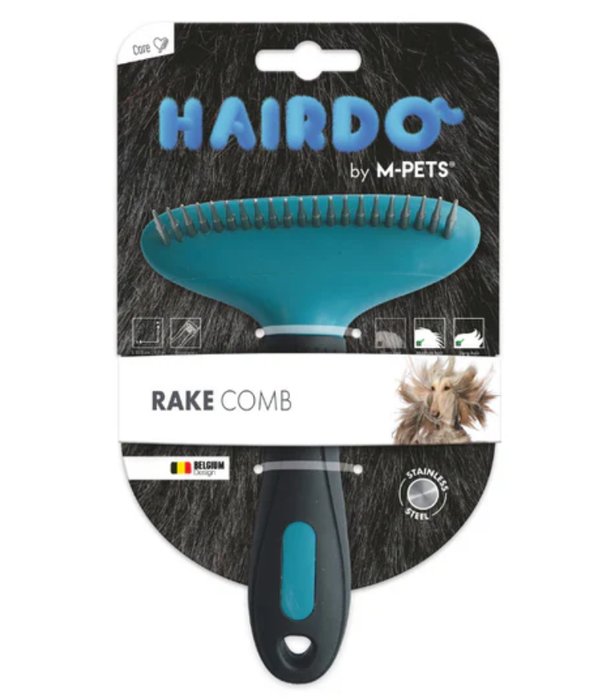 M-Pets - HAIRDO Rake Comb, Stainless Steel Grooming Tool for Medium & Short Hair for Dogs & Cats - 11.5 x 16 cm