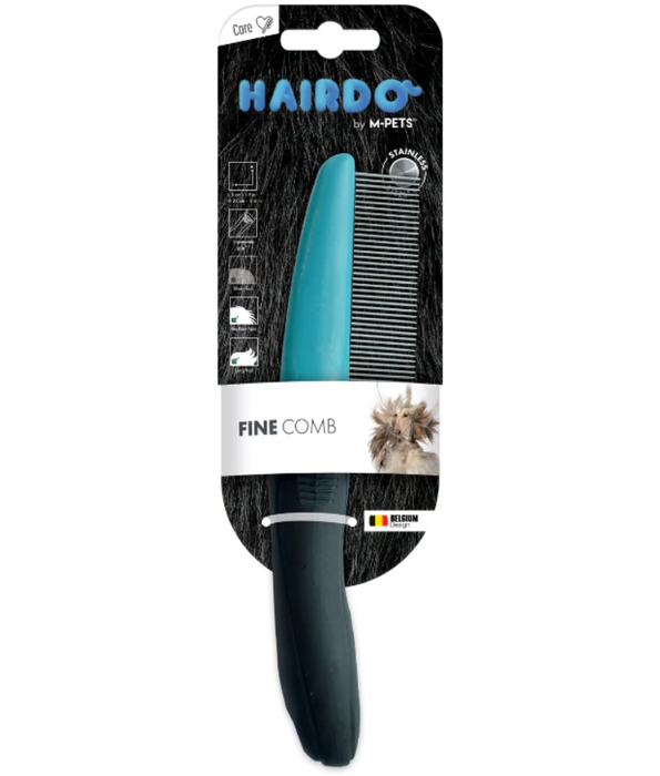 M-Pets - HAIRDO Fine Comb, Stainless Steel Grooming Tool for Flea Removal & Detail Brushing - 5 x 22 cm