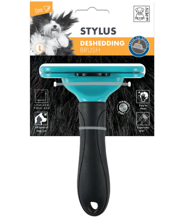 M-Pets - Stylus Self-Cleaning Deshedding Brush for Dogs & Cats - S, M, L