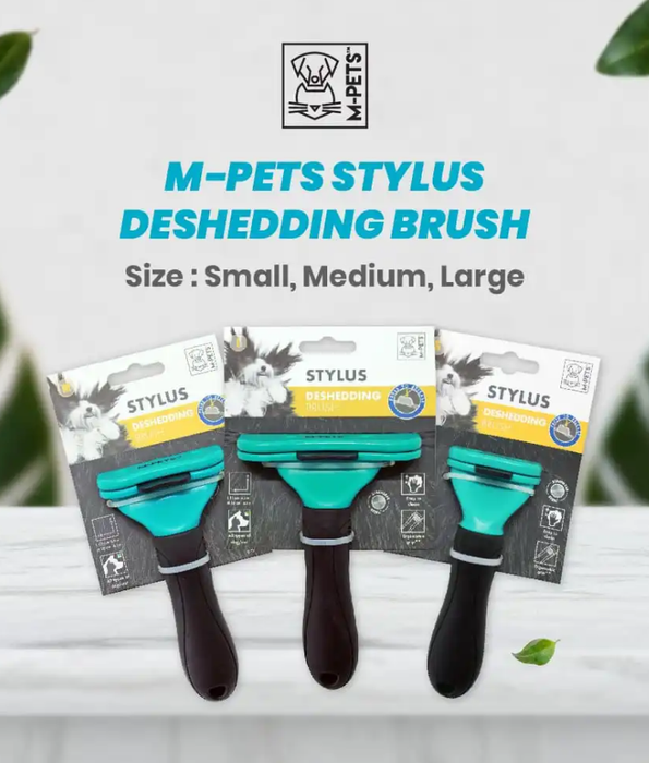 M-Pets - Stylus Self-Cleaning Deshedding Brush for Dogs & Cats - S, M, L