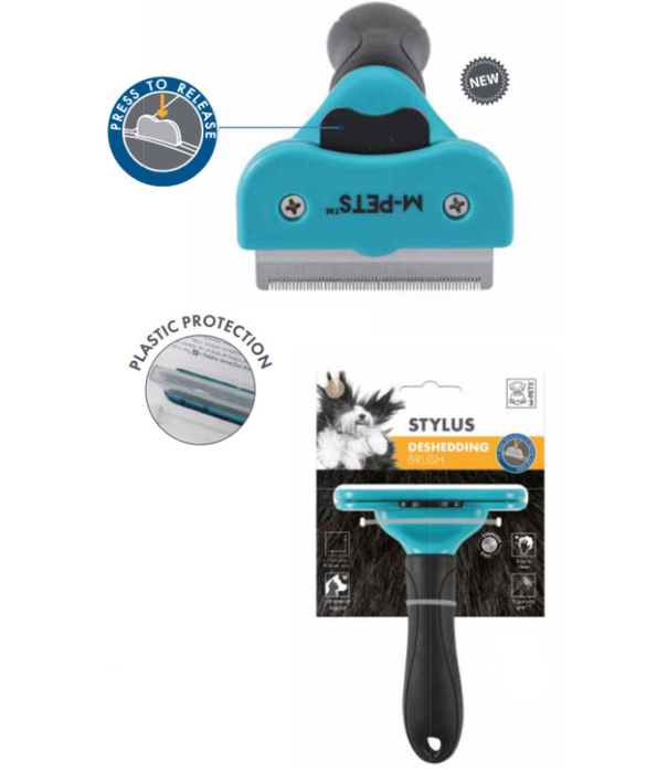 M-Pets - Stylus Self-Cleaning Deshedding Brush for Dogs & Cats - S, M, L