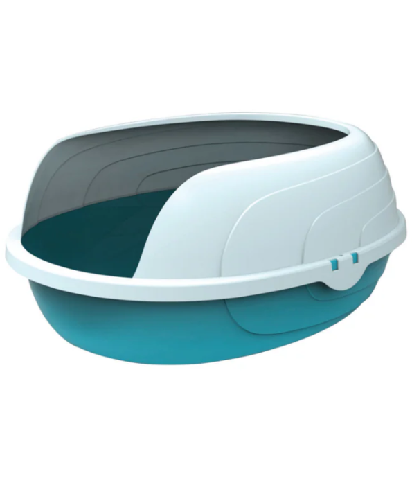 M-Pets - Sherbin Kitten Litter Tray with Rim, Blue - 49 x 39 x 24 cm
