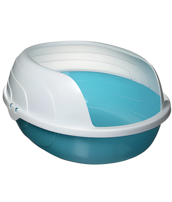 M-Pets - Sherbin Kitten Litter Tray with Rim, Blue - 49 x 39 x 24 cm