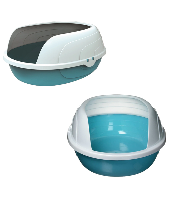 M-Pets - Sherbin Kitten Litter Tray with Rim, Blue - 49 x 39 x 24 cm