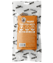 NUFF - Air-Dried Chicken Necks, Natural Calcium & Joint Support Chew for Dogs - 70g packaging with high calcium label.