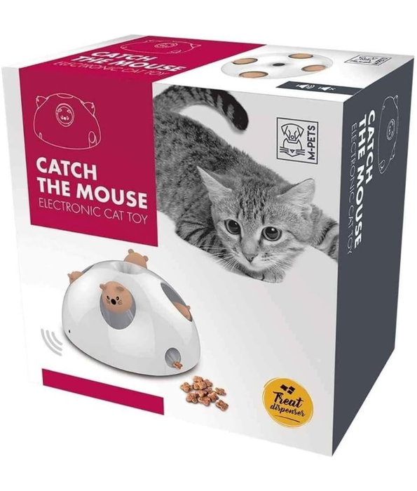 M-Pets - Catch The Mouse Interactive Cat Toy, Electronic Motion & Treat Dispenser, Light Sensor & Sound - 26×26×16 cm