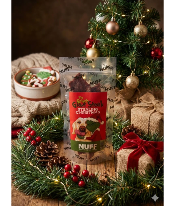 NUFF - The Grinch Giant Steak – Limited Christmas Edition Beef Treats for Dogs