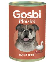 Gosbi - Plaisirs, Grain-Free Duck & Apple Adult Complementary Wet Dog Food – High EnergyContent, All-Natural For Active Dogs 185g-400g