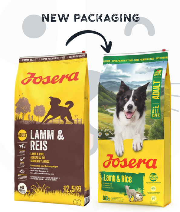Josera - Lamb & Rice, Gluten-Free Monoprotein with Lamb, Low-Fat Sensitive Stomach Dry Dog Food for Adult All Breed Sizes - 900 g -12.5kg