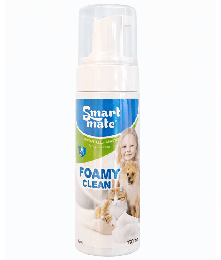 Smartmate Foamy Clean Waterless Shampoo for Cats & Dogs – Baby Powder Scent – No Rinse Foam – 150ml