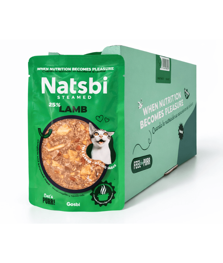 Gosbi - Natsbi Steamed, Lamb in Broth Fresh Cat Food - Grain Free, Complete Meal for All Life Stages - 80g