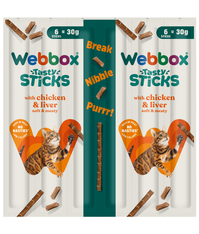 Webbox - Tasty Sticks Chicken & Liver Cat Treats – Grain Free – 30g (6 Sticks)