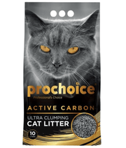 ProChoice - Active Carbon Ultra Clumping Cat Litter, Odor Control – 10L packaging with a cat design.