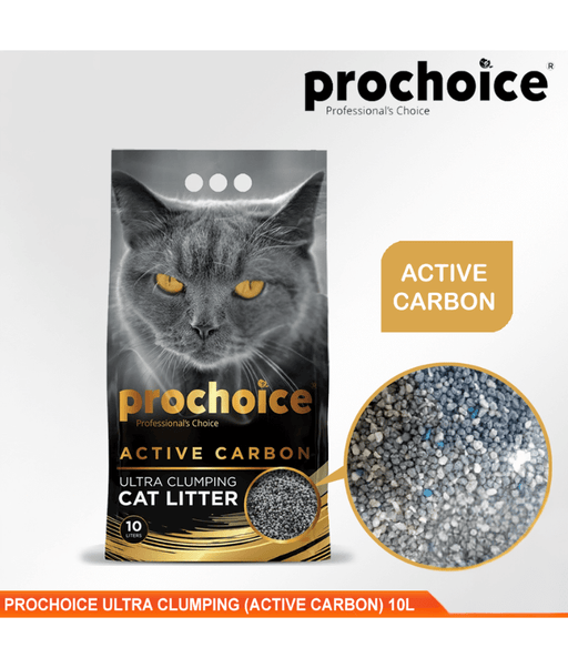 ProChoice - Active Carbon Ultra Clumping Cat Litter, Odor Control – 10L with strong odor control and ultra-clumping formula.