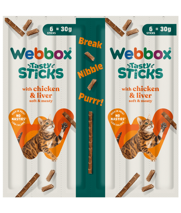 Webbox - Tasty Sticks Chicken & Liver Cat Treats – Grain Free – 30g (6 Sticks)
