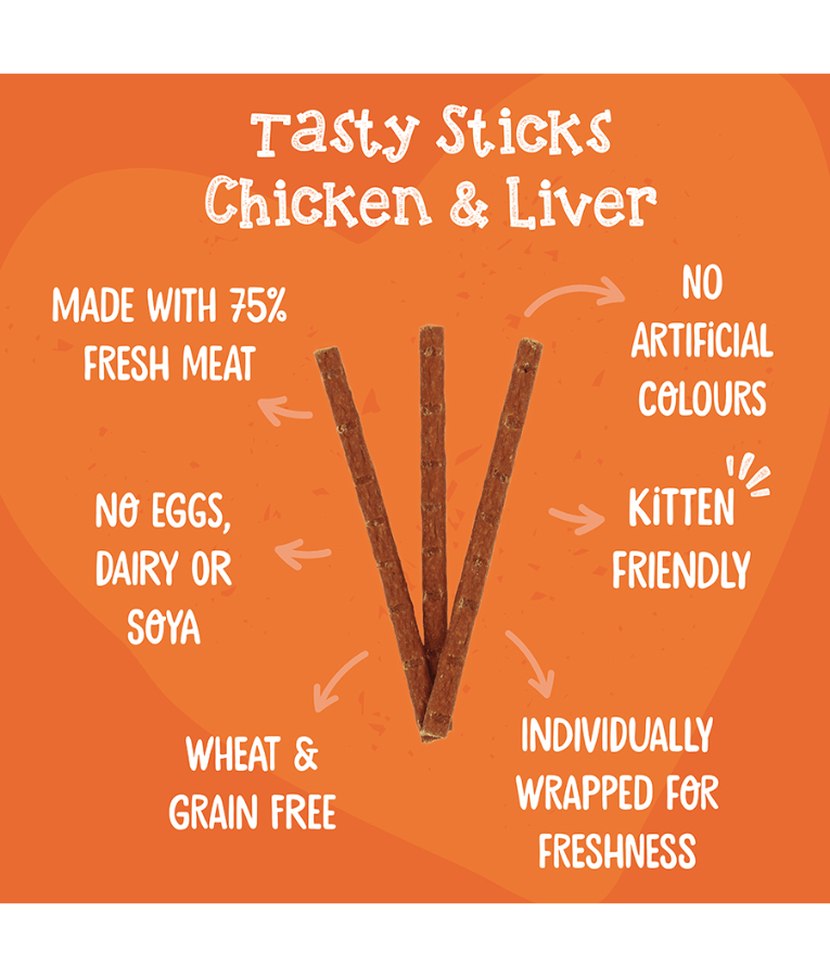 Webbox - Tasty Sticks Chicken & Liver Cat Treats – Grain Free – 30g (6 Sticks)