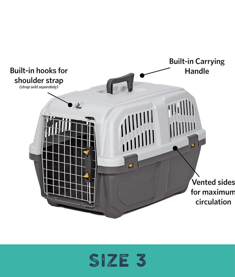 Skudo - IATA-Compliant Travel Carrier, Durable Vented Plastic Design, For Dogs, Cats & Small Animals - Sizes 1 to 8