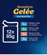 Purina Felix - Sensations in Jelly Adult Cat Wet Food – Salmon, Trout, Sardine, Pollock – Selection – 12 x 85g Pouches product information.