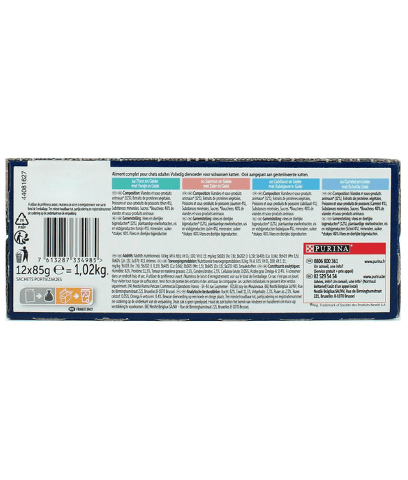 Purina Felix – Tender Shredded Cat Wet Food in Jelly – Tuna, Salmon, Cod & Plaice, Adult – 12x85g