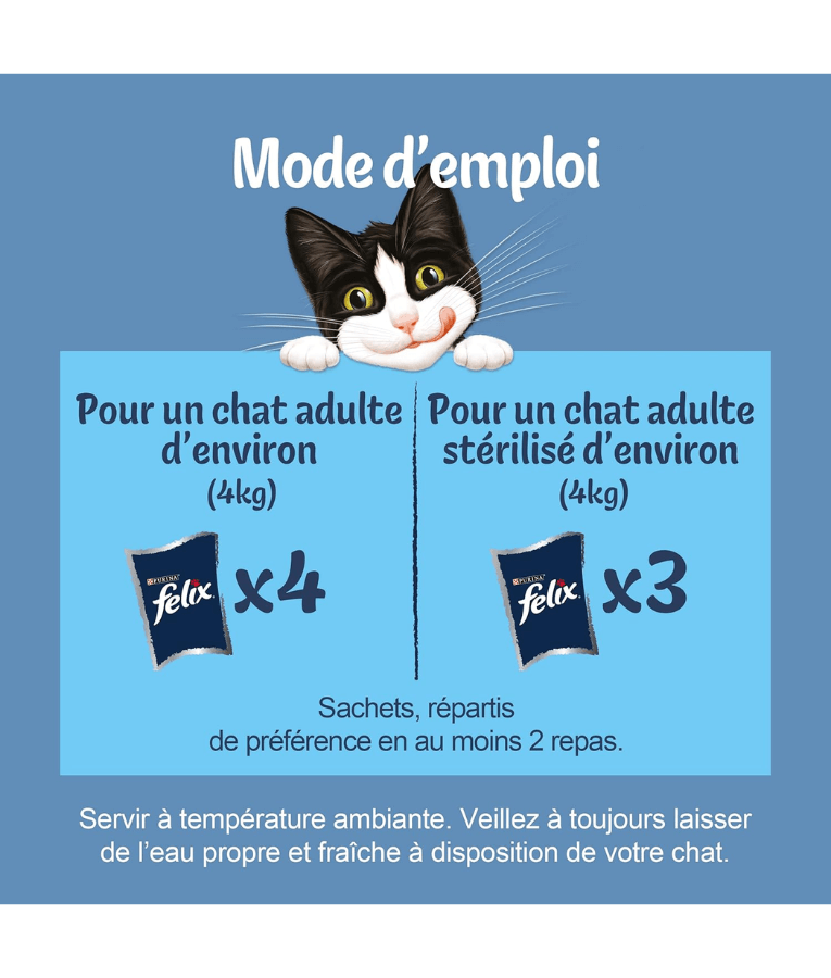 Mode d'emploi pour Purina Felix - Tender Shredded Cat Wet Food en jelly pour chats adultes
