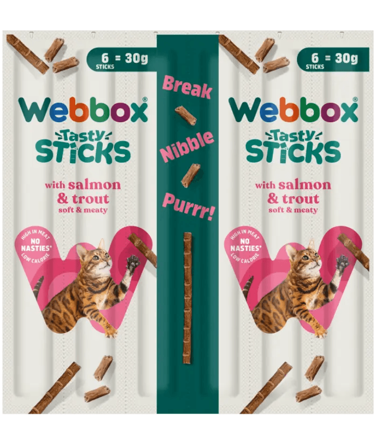 Webbox - Tasty Sticks Salmon & Trout Cat Treats – Grain Free – 30g (6 Sticks)