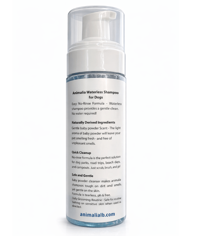 Animalia - Baby Powder Fresh Scent Waterless Shampoo - For Dogs & Cats, No Rinse, Sensitive Skin Safe – 150 ml