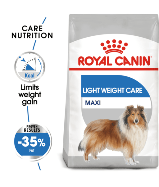 Royal Canin - Light Weight Care Maxi Dry Dog Food - Weight Management, Joint Support - 3 kg packaging with dog.