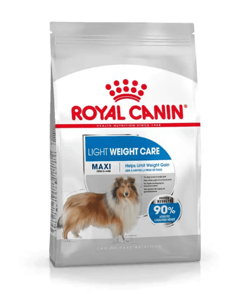 Royal Canin - Light Weight Care Maxi Dry Dog Food - Weight Management, Joint Support - 3 kg packaging with a dog.