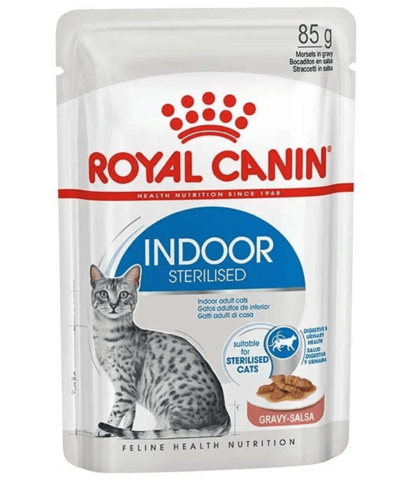 Royal Canin - Indoor Sterilised in Gravy Wet Cat Food for Indoor Sterilised Cats 7+ – 85g Pouch