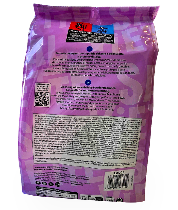 Camon - Salviette Cleansing Pet Wipes Talco – Alcohol & Paraben Free - 40 Sheets -100 Sheets