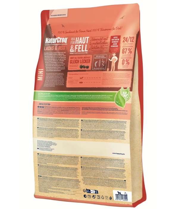 Happy Dog – NaturCroq Mini Salmon & Rice Adult Small Breed Dry Dog Food – Skin & Coat Support 4 kg