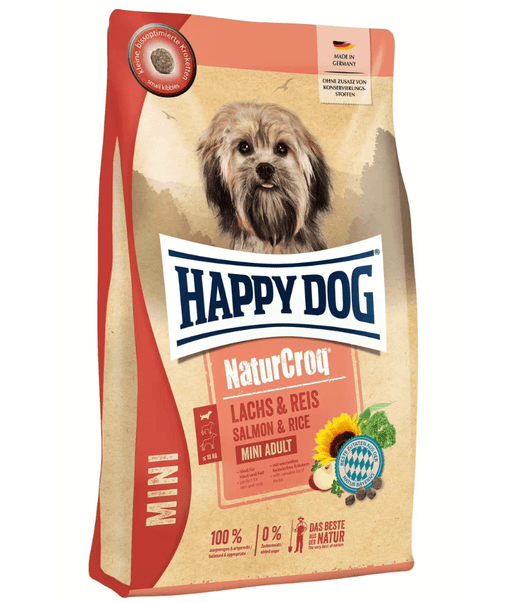 Happy Dog – NaturCroq Mini Salmon & Rice Adult Small Breed Dry Dog Food – Skin & Coat Support 4 kg packaging