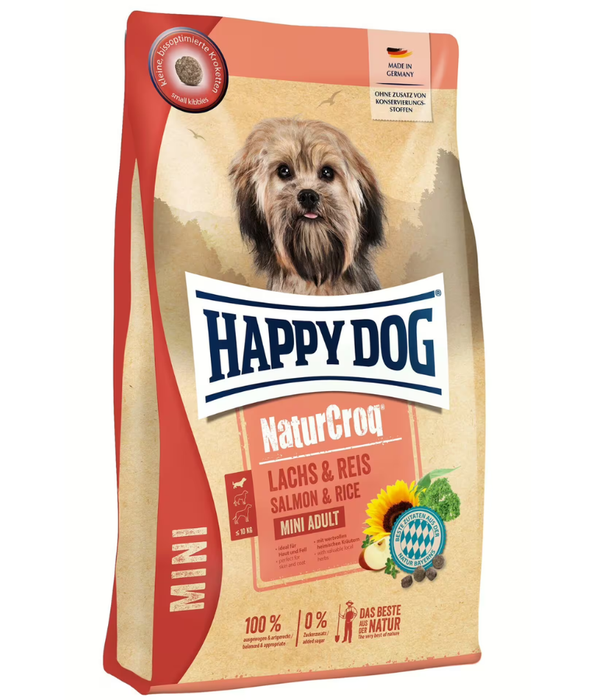 Happy Dog – NaturCroq Mini Salmon & Rice Adult Small Breed Dry Dog Food – Skin & Coat Support 4 kg